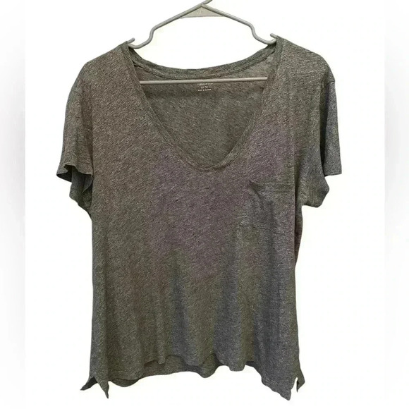 Madewell Tops - Madewell Whisper Cotton V Neck Pocket Tee Womens Medium Dark Gray